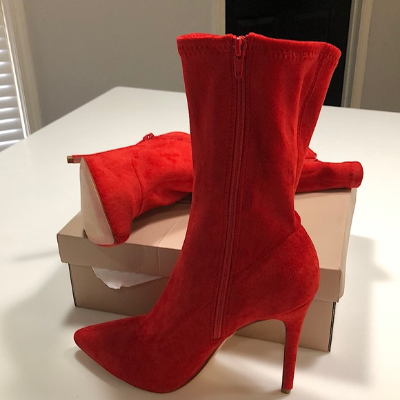 Red Suede Booties - Picture 1 of 8